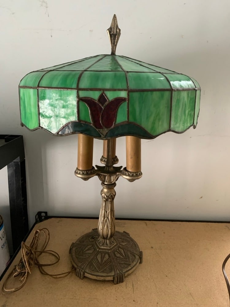 Antique Stained Glass Table lamp: Antique Stained Glass Table lamp- 24” T