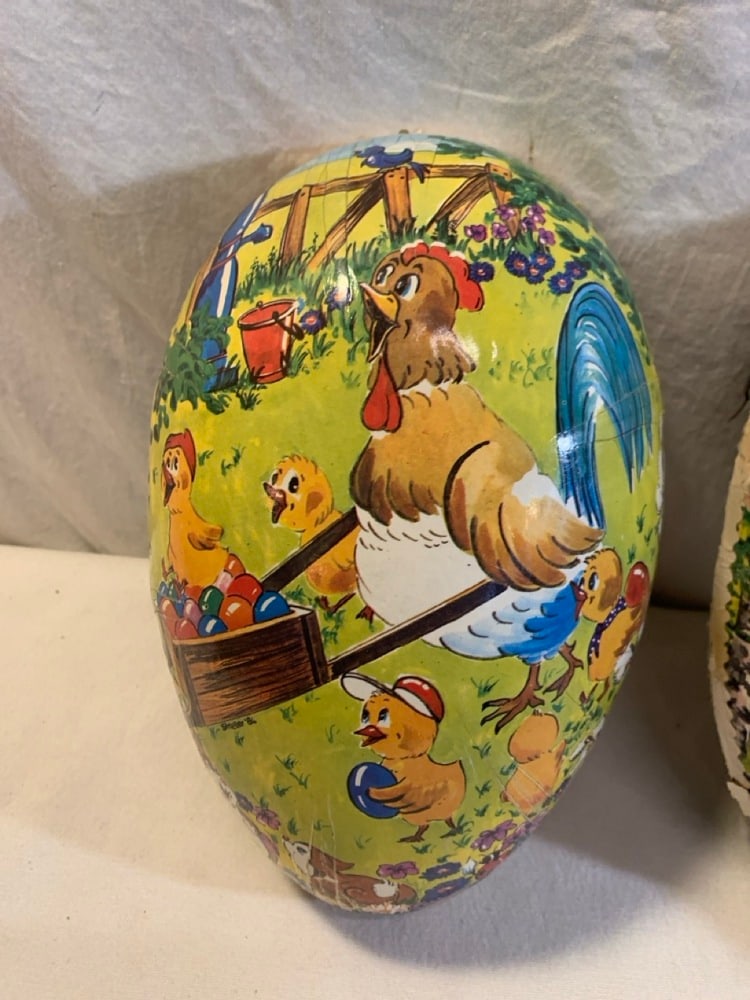 Vtg Paper Mache' Easter Egg Halves - 2