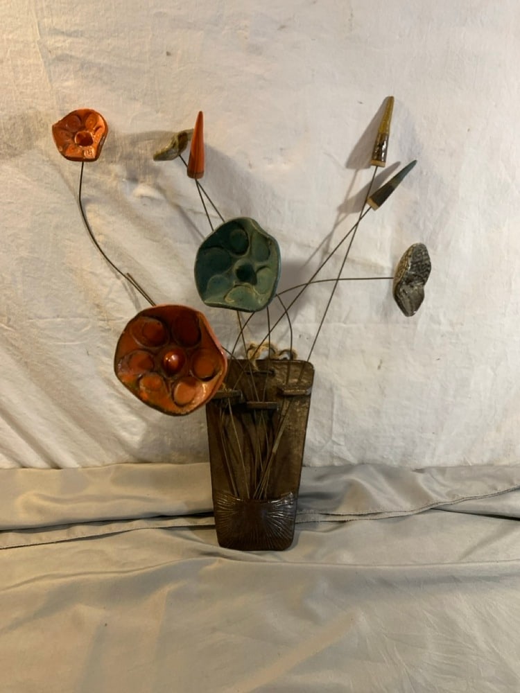 Modernist Wall Sculpture with Flowers by Curtis Jere’ (1 of 7)