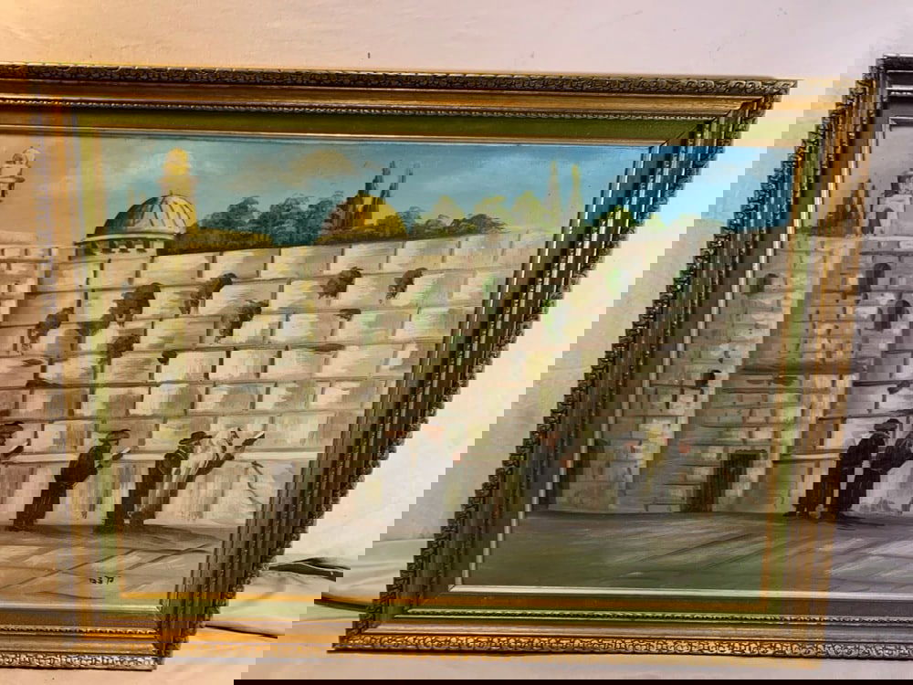Oil Painting Wailing Wall: Oil Painting Wailing Wall Jerusalem Signed- 32” x 23.5