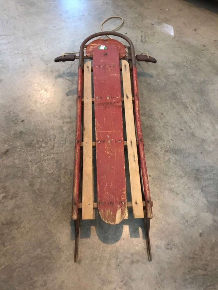 Vintage MCM Royal Racer Sled with Metal Rails: Vintage MCM Royal Racer Sled with Metal Rails- 52” x 24”