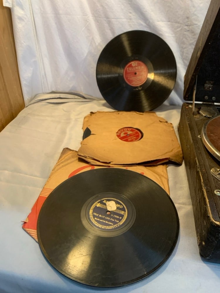 Birch Suitcase Phonograph - 7