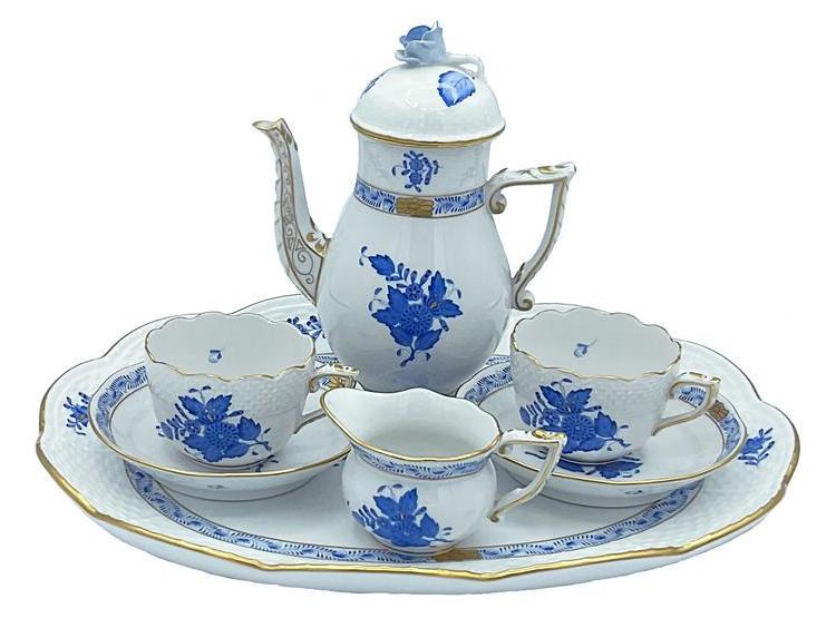 Herend TÊTE-À-TÊTE’ COFFEE SERVICE ‘APPONYI BLUE’ HEREND PORCELAIN (1 of 7)