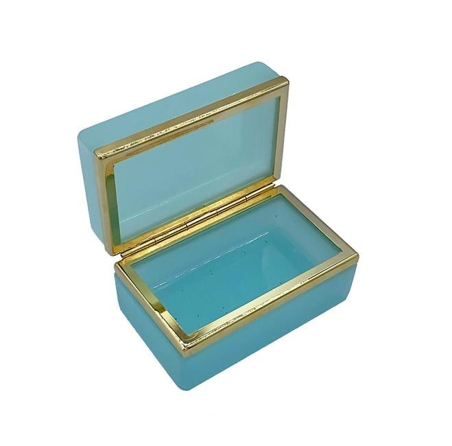 French Opaline Glass casket box,bronze mounted in pale blue: Measures:11/7/6cm