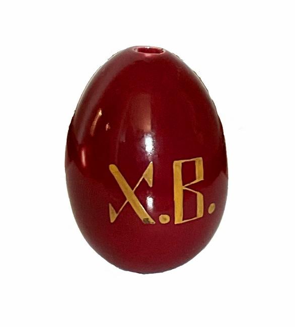 Russian Antique porcelain Easter egg,ox blood colour: 19century Russian porcelain Easter egg in ox blood colour with"X.B" in cyrilics.