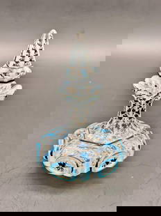 Antique Bohemian Overlay glass perfume bottle with a silver decor enamelling: Antique Bohemian Overlay glass perfume bottle with a silver decor enamelling.Perfect condition.