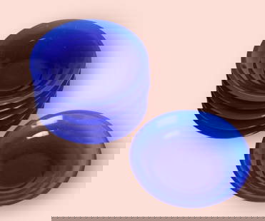 Set of 6 Blue Colored Murano Opaline Glass Small Dishes: Set of small dishes in Murano glass in sapphire blue color.H:3cmD:8cm