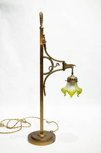 Antique table lamp Napoleon III period, bronze: 19 century French bronze stand glass shade table lamp