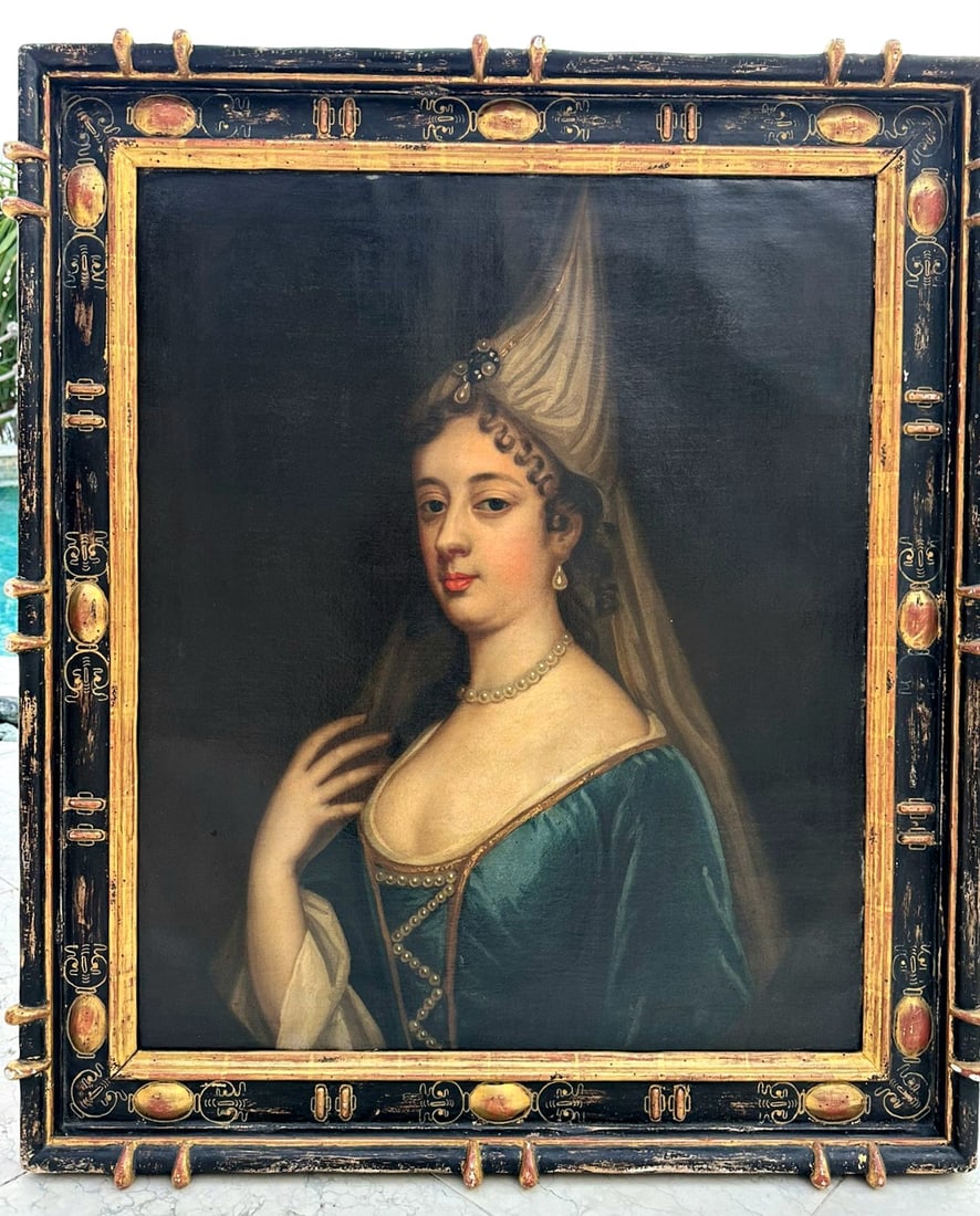 Portrait of Mihrimah Sultan,daughter of Sultan Suleiman. Orientalist painting: Early 17 century Large Orientalist painting oil on canvas,Italian school. Depicts Mihrimah Sultan. Very good condition. Original frame. Measures:91/78 cm