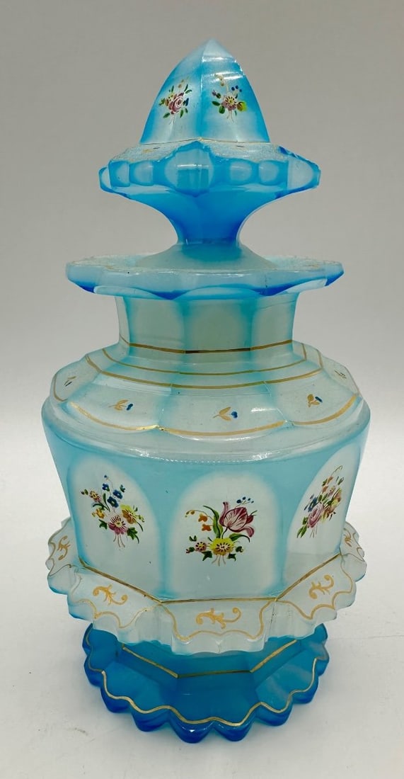 Antique Perfume Bottle in Opaline Glass with Double Covering, Barfatan Glass, 19th Century (1 of 12)
