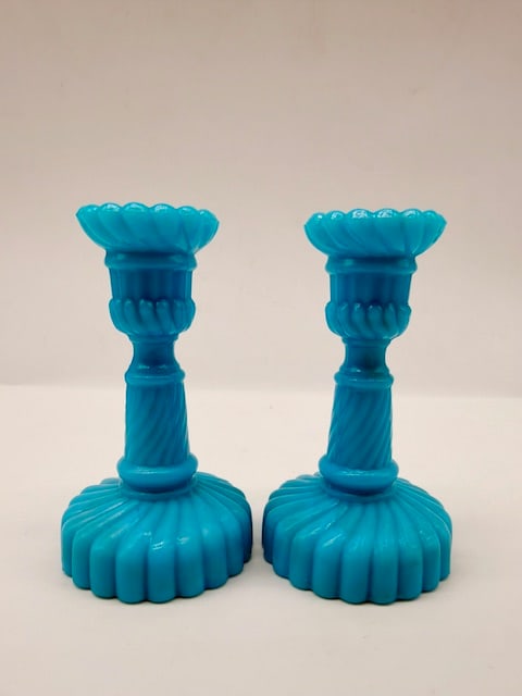 Pair of French Opaline candlesticks ,Charles X period (1 of 10)
