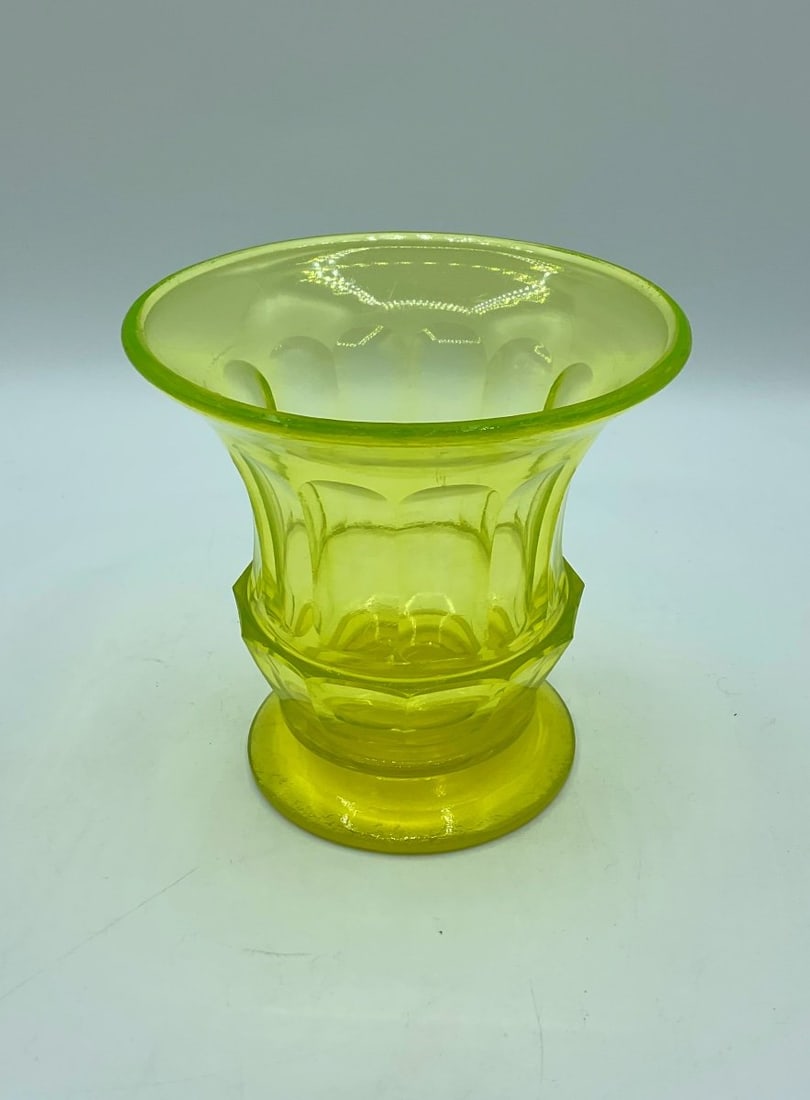Antique Uranium Glass Vase, Bidermeier (1 of 10)