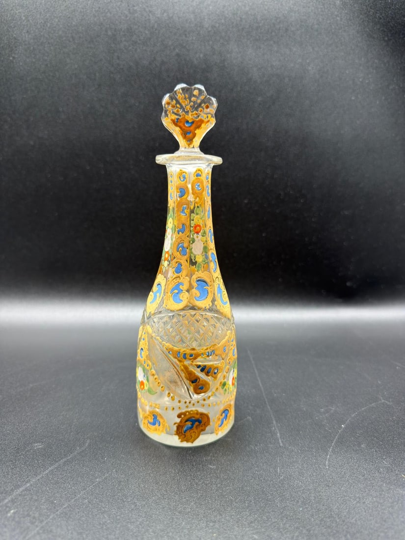 Antique Bohemian Glass Bottle With Enamel For The Ottoman Market, 19th Century 2 (1 of 20)