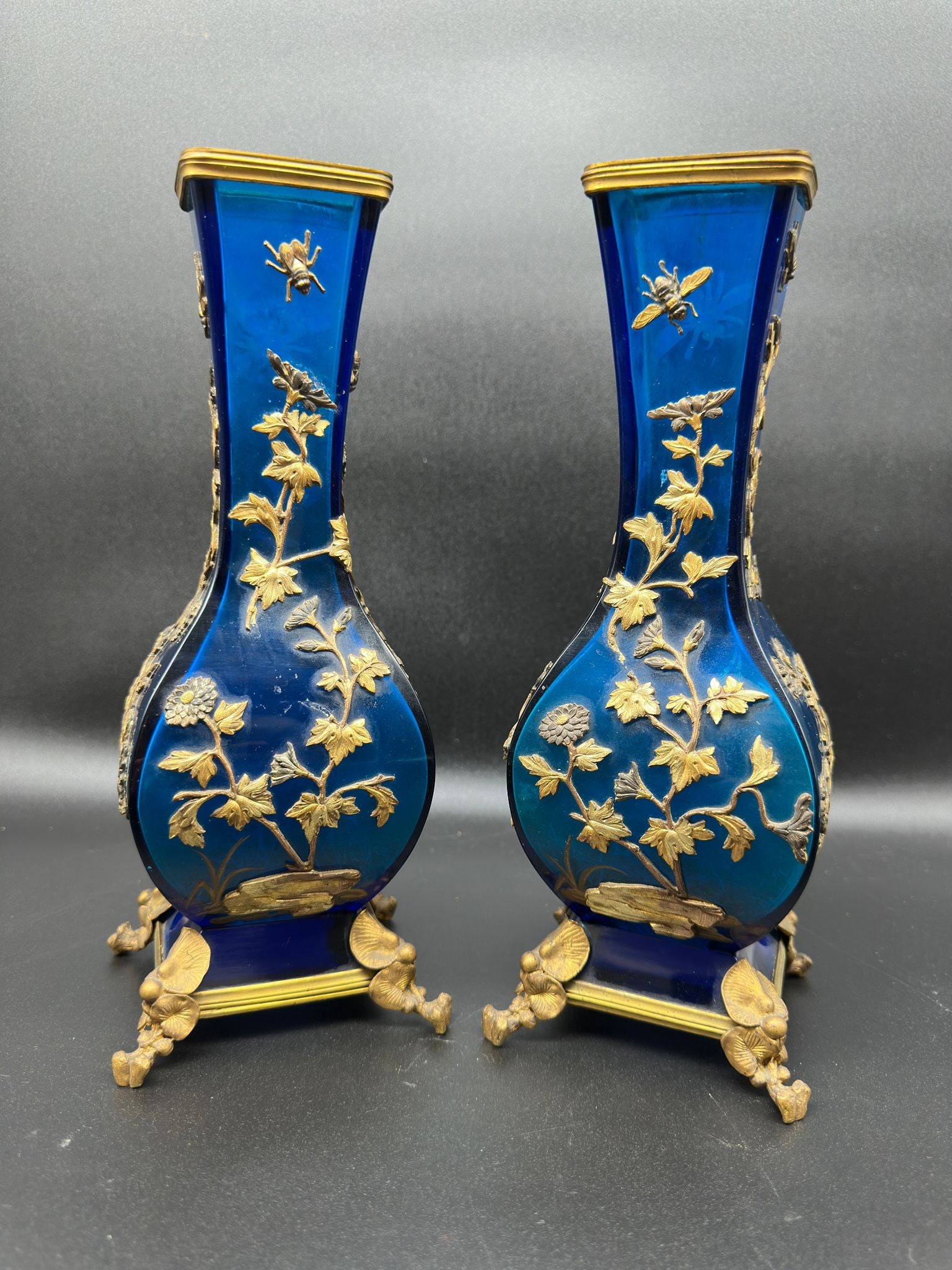Pair Of French Glass Vases Signed Alphonse Giroux Paris, XIX Japanese influence (1 of 20)