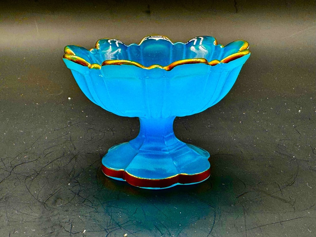 Pale Blue French Opaline Bonbon Dish Tazza (1 of 11)