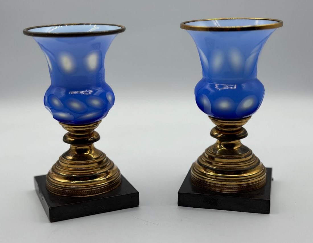 Pair Of Opaline Glass Vases,xix Century,barfatan Glass Vases (1 of 12)