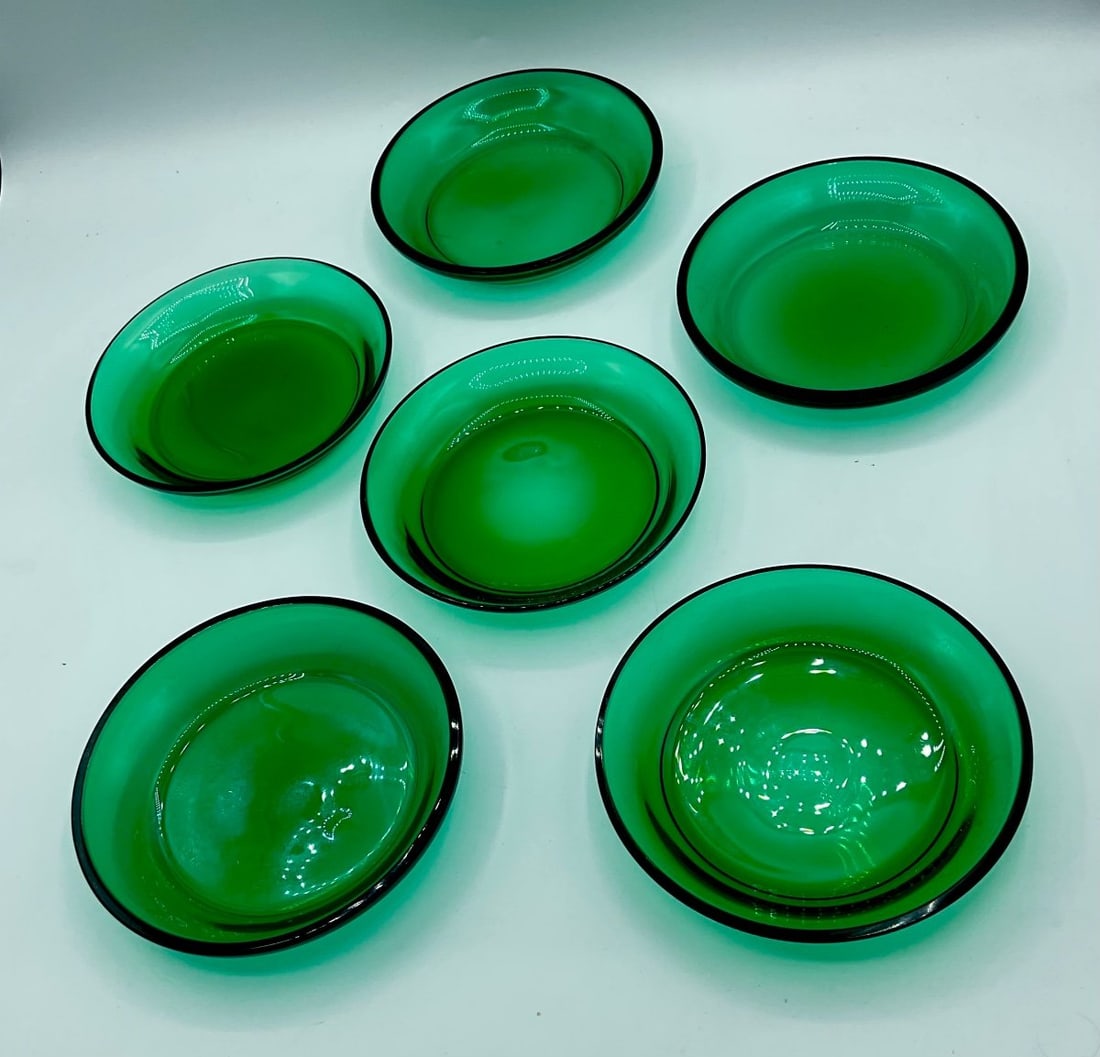 Set of 6 Murano Green Colored Dishes .14 cm (1 of 10)