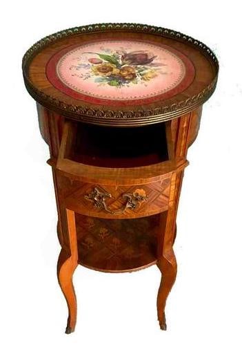 Antique Marquetry Coffee Table With Porcelain Tray, XIX Century (1 of 13)