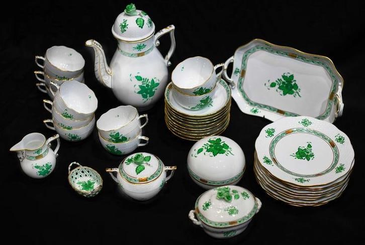 Herend coffee service "Apponyi" in green for 10 person. (1 of 18)