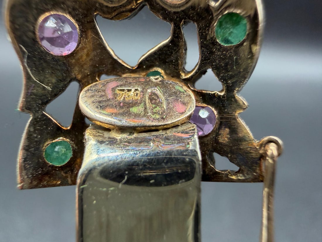 Antique RUBY, SAPPHIRE AND EMERALD HINGED BRACELET - 12