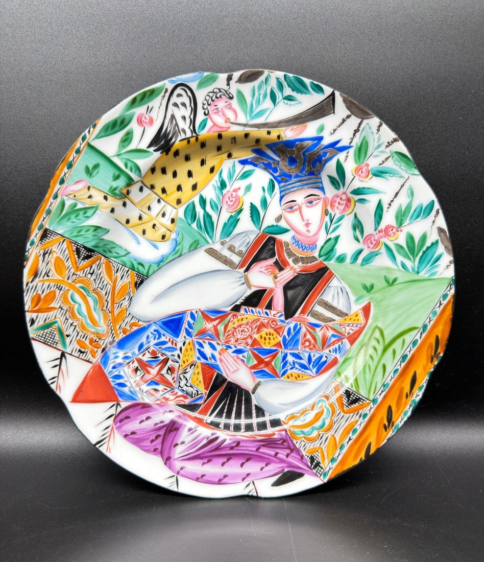 Shchekatikhina-Pototskaia,Russian Imperial porcelain plate"Motherhood": Russian Imperial (State) porcelain manufactory. Charger “Motherhood”.Painted by M. P. Kirillova. 1921Diameter: 26.5 cmMarks: Nicholas II. Under date:2997Later marks: Hammer and sickle,1923Seri