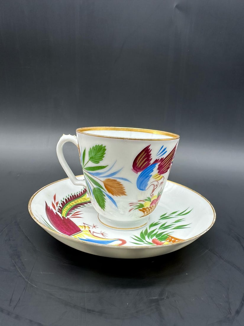 Russian Propaganda porcelain cup and saucer Chekhonin, dated,marked AIII and hammer and sickle: Large pair of cup and saucer Russian porcelain factory Propaganda set hand painted by Chekhonin decor.Condition: Perfect Marks: Hammer and sickle,Alexander III,dated 1921Measures: Height: 10cm,width o
