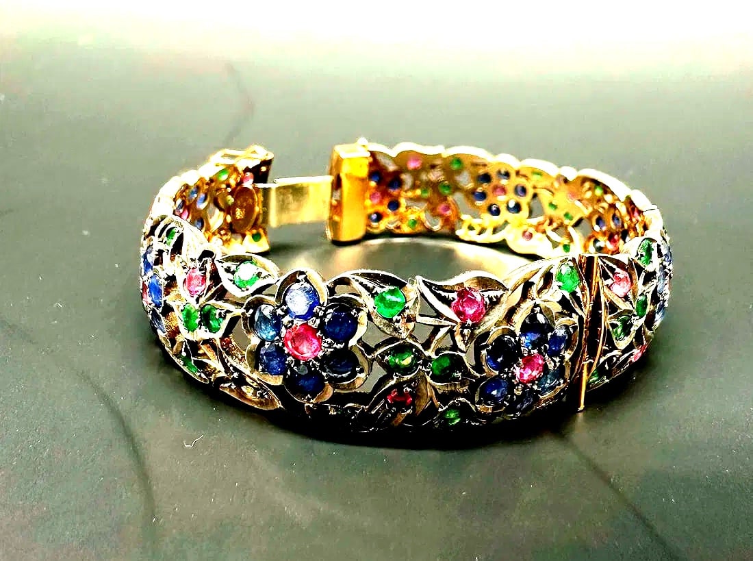 Antique bracelet with ruby, sapphire and emerald rings - 10