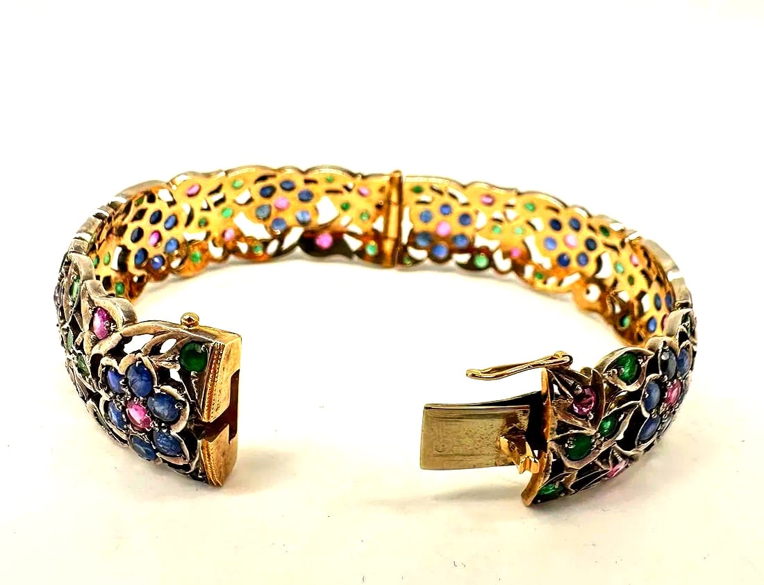 Antique bracelet with ruby, sapphire and emerald rings - 12