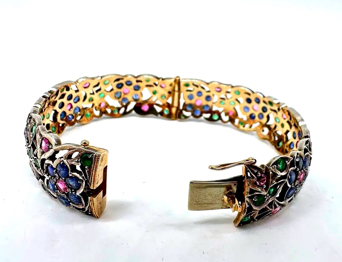 Antique bracelet with ruby, sapphire and emerald rings - 5