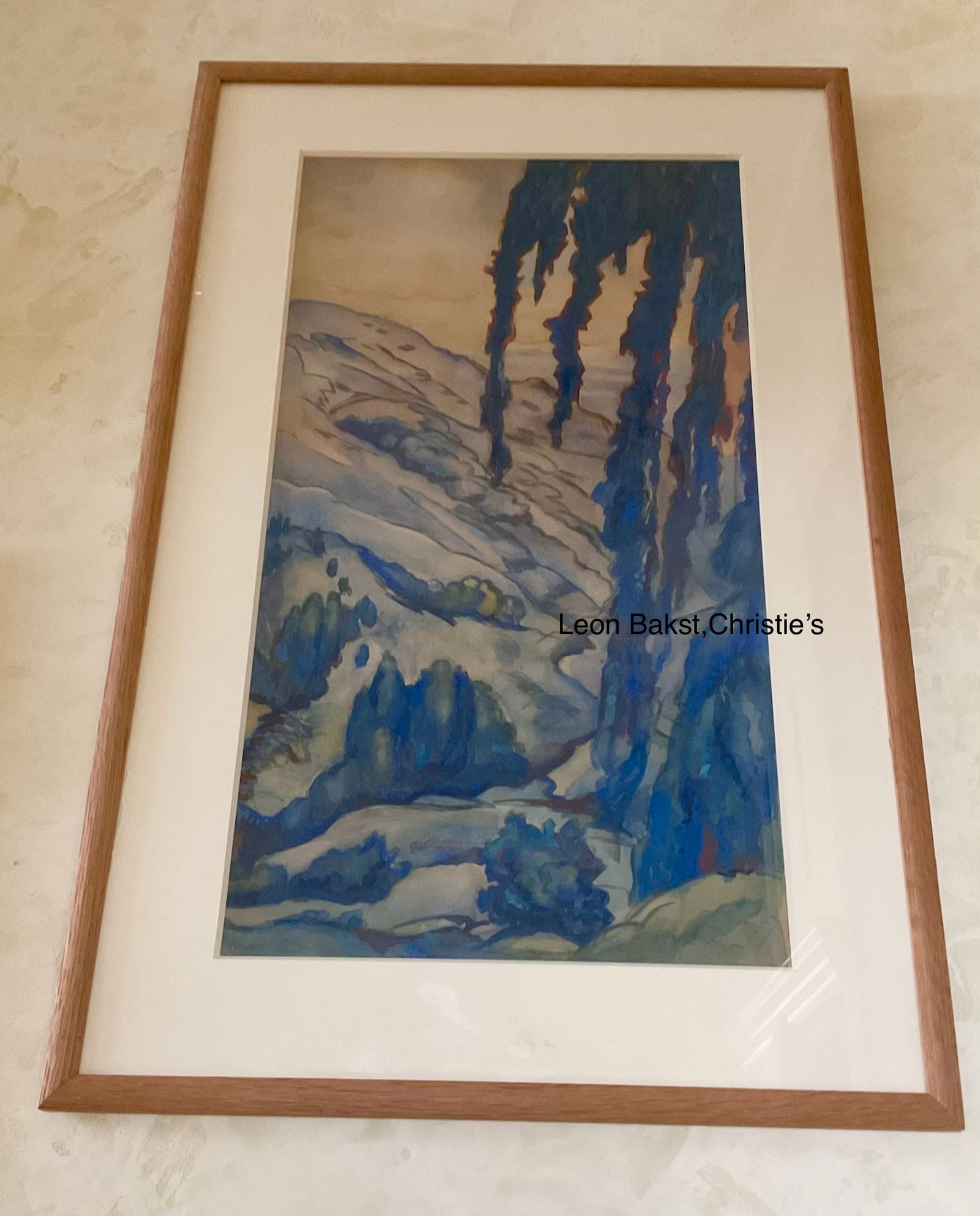 Leon Bakst (1866-1924) Watercolour. Christie's provenance: Leon BakstLandscapepencil and watercolour on paper28 1/8 x 14 ½ in. (66.5 x 37 cm.)PROVENANCEThe estate of the artist.By descent to the present owners.Purchased at Christie's in 2018https://www