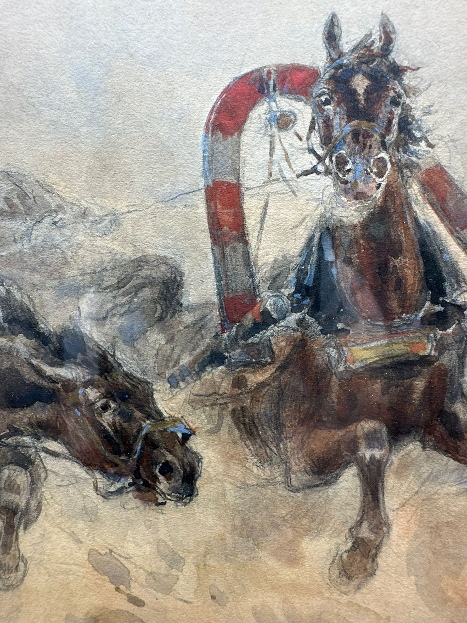Russian watercolour,Troika.signed - 5