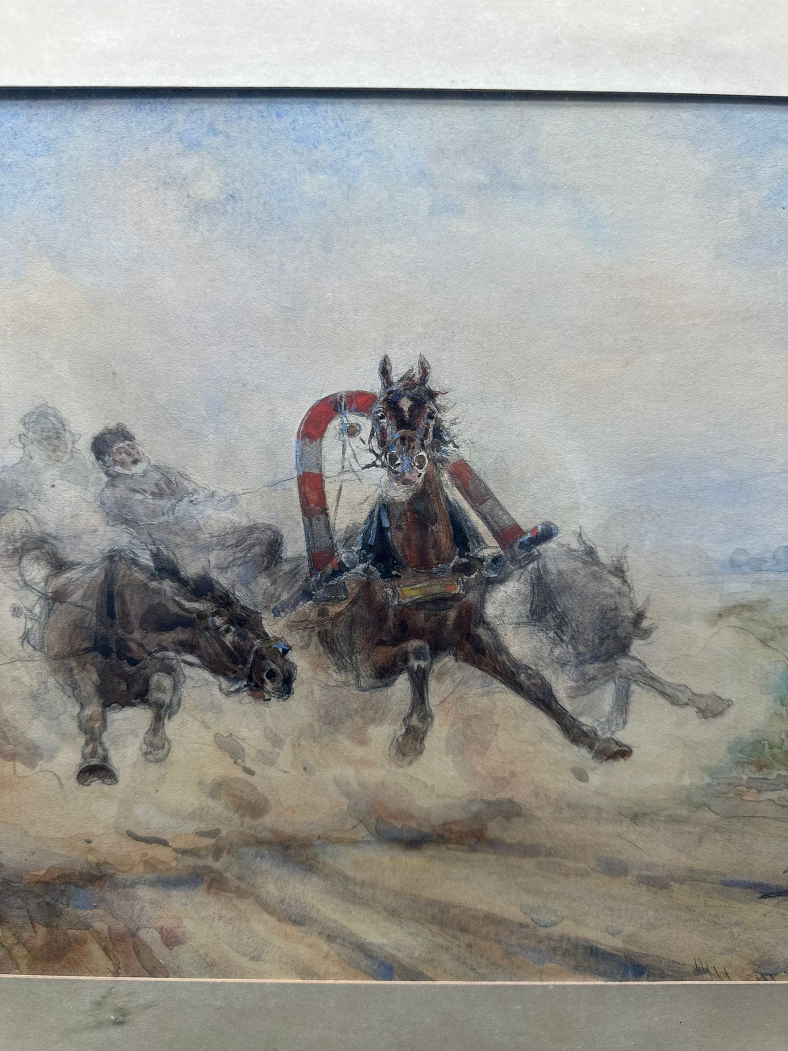 Russian watercolour,Troika.signed - 8