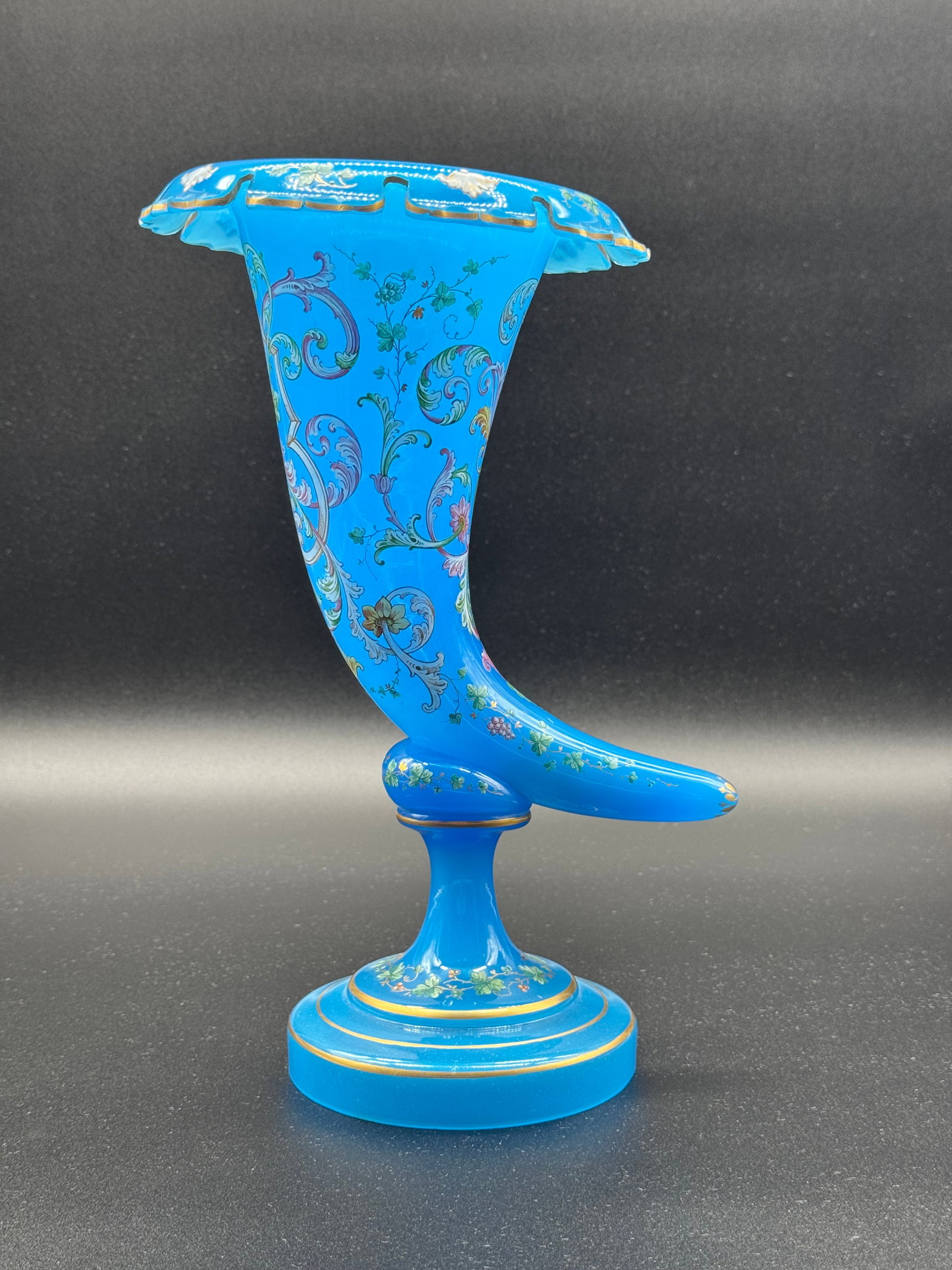 Antique French Opaline blue Cornucopia (1 of 10)