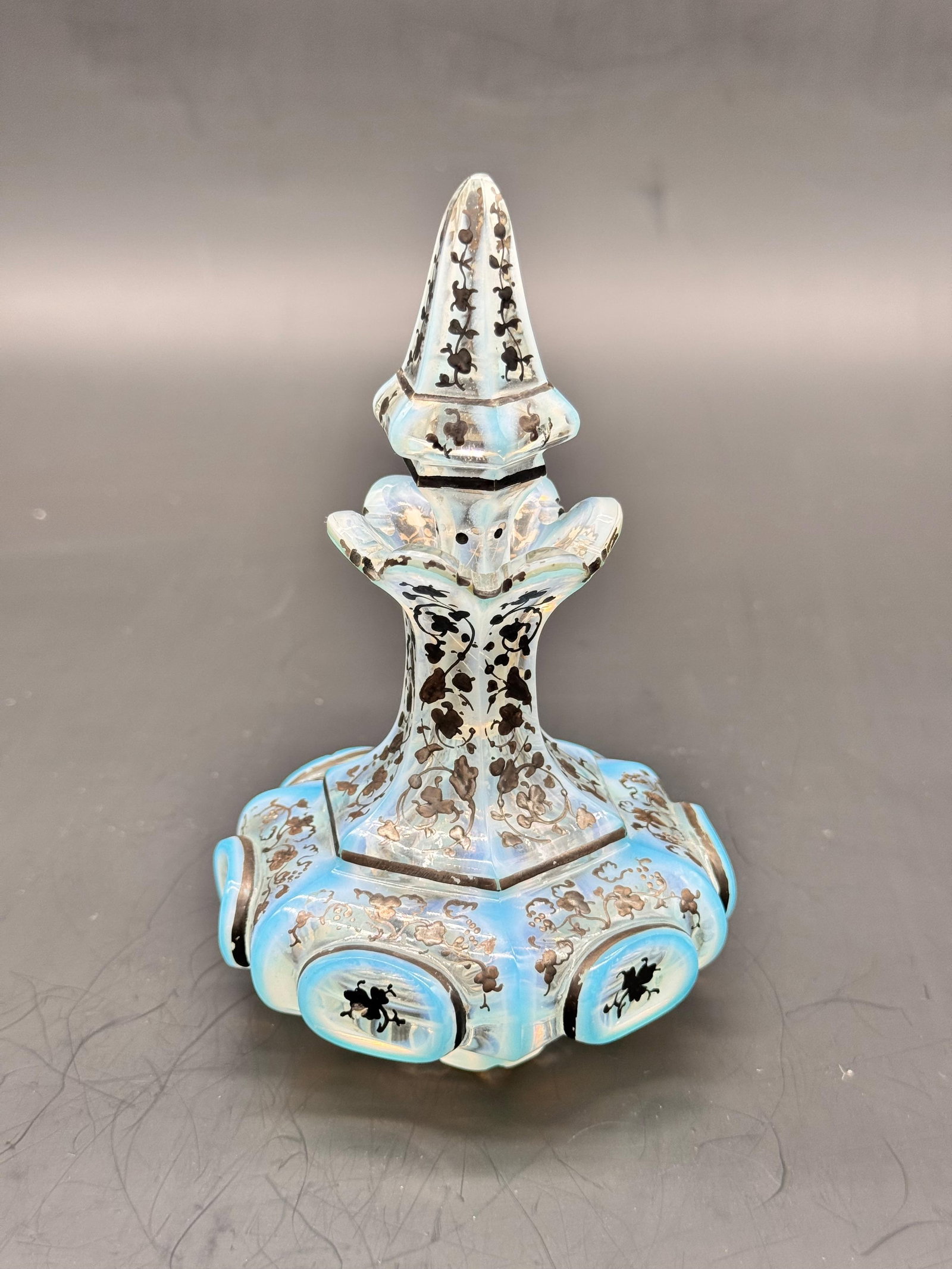 Antique Bohemian Overlay glass perfume bottle with a silver decor enamelling (1 of 12)