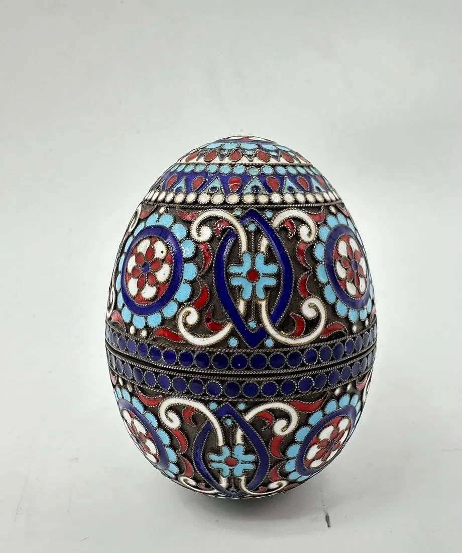 Russian Cloisonne Enameled Silver gilt Easter egg (1 of 6)