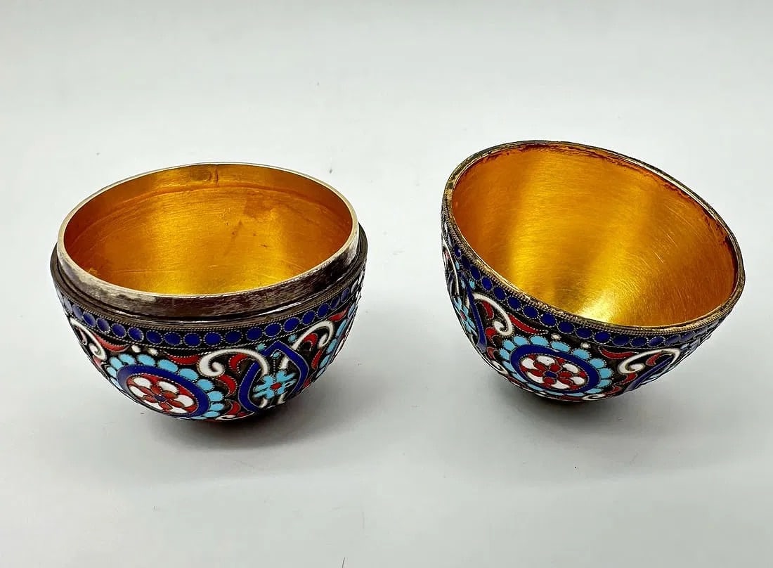 Russian Cloisonne Enameled Silver gilt Easter egg - 3