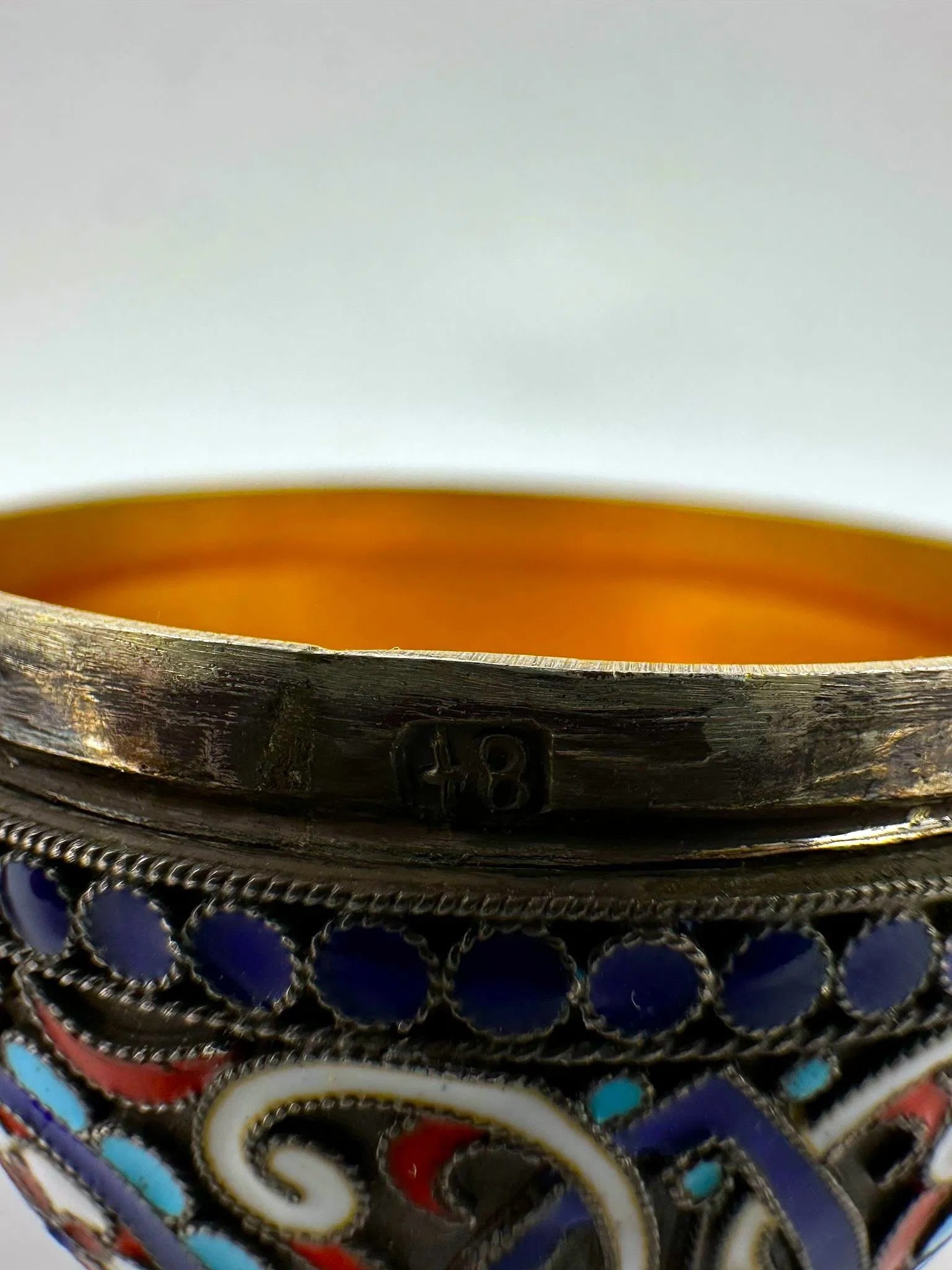 Russian Cloisonne Enameled Silver gilt Easter egg - 4