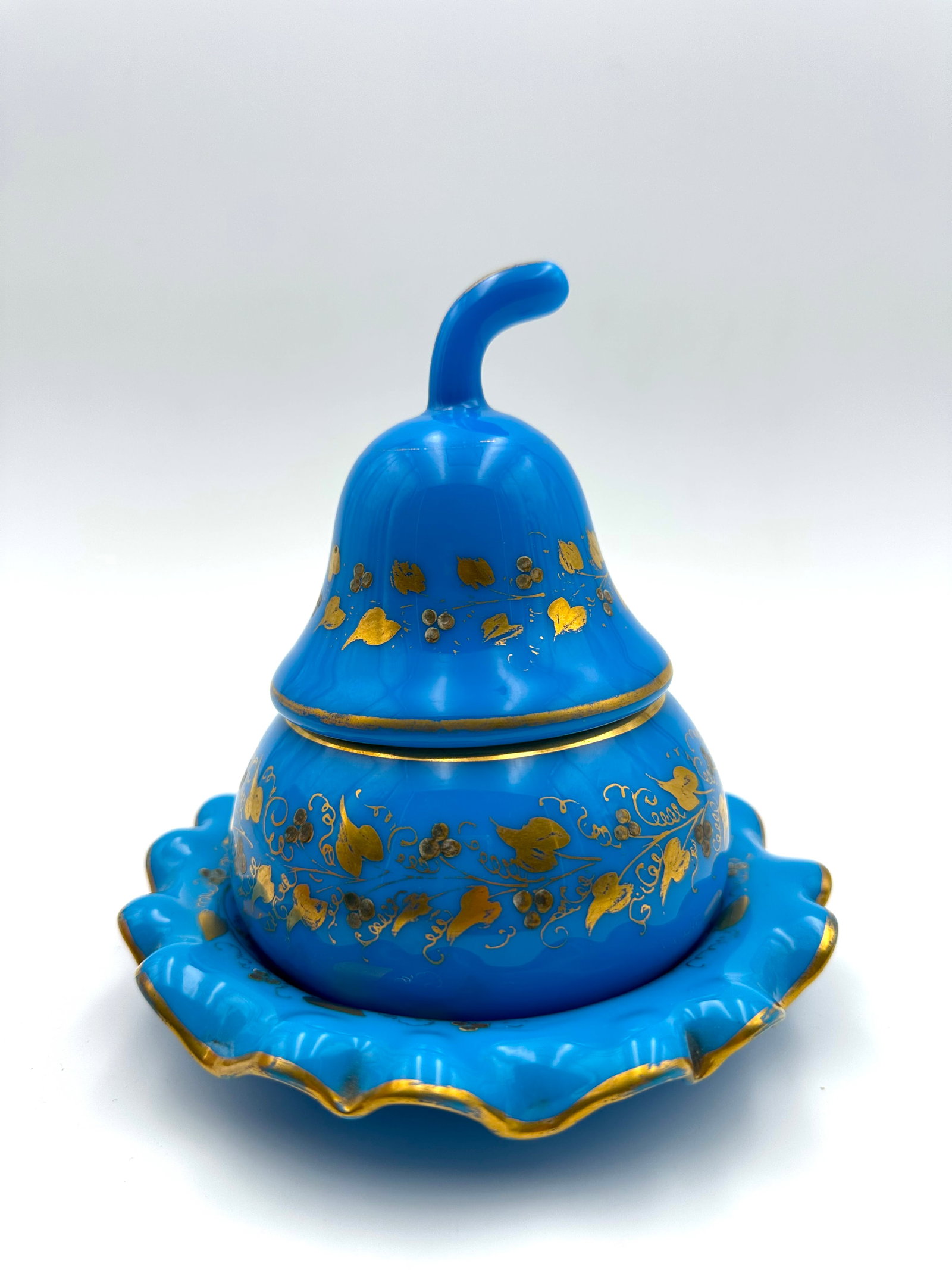 French Opaline glass set of 3 ,Napoleon III period (1 of 15)