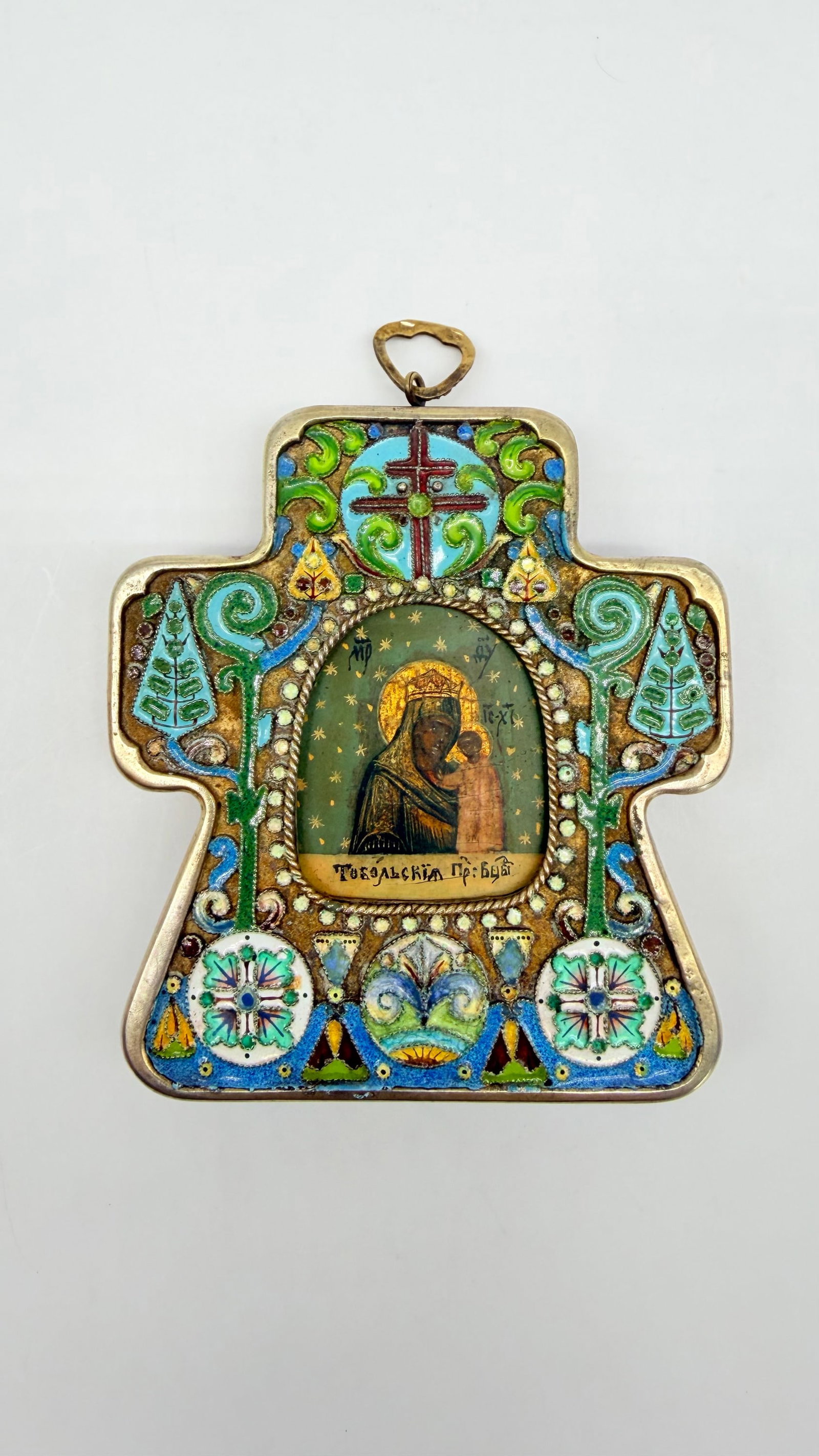 Pavel Ovtchinnikov (1830-1888), Vermeil Silver Travel Icon With Cloisonné Enamels, 1893 (1 of 16)