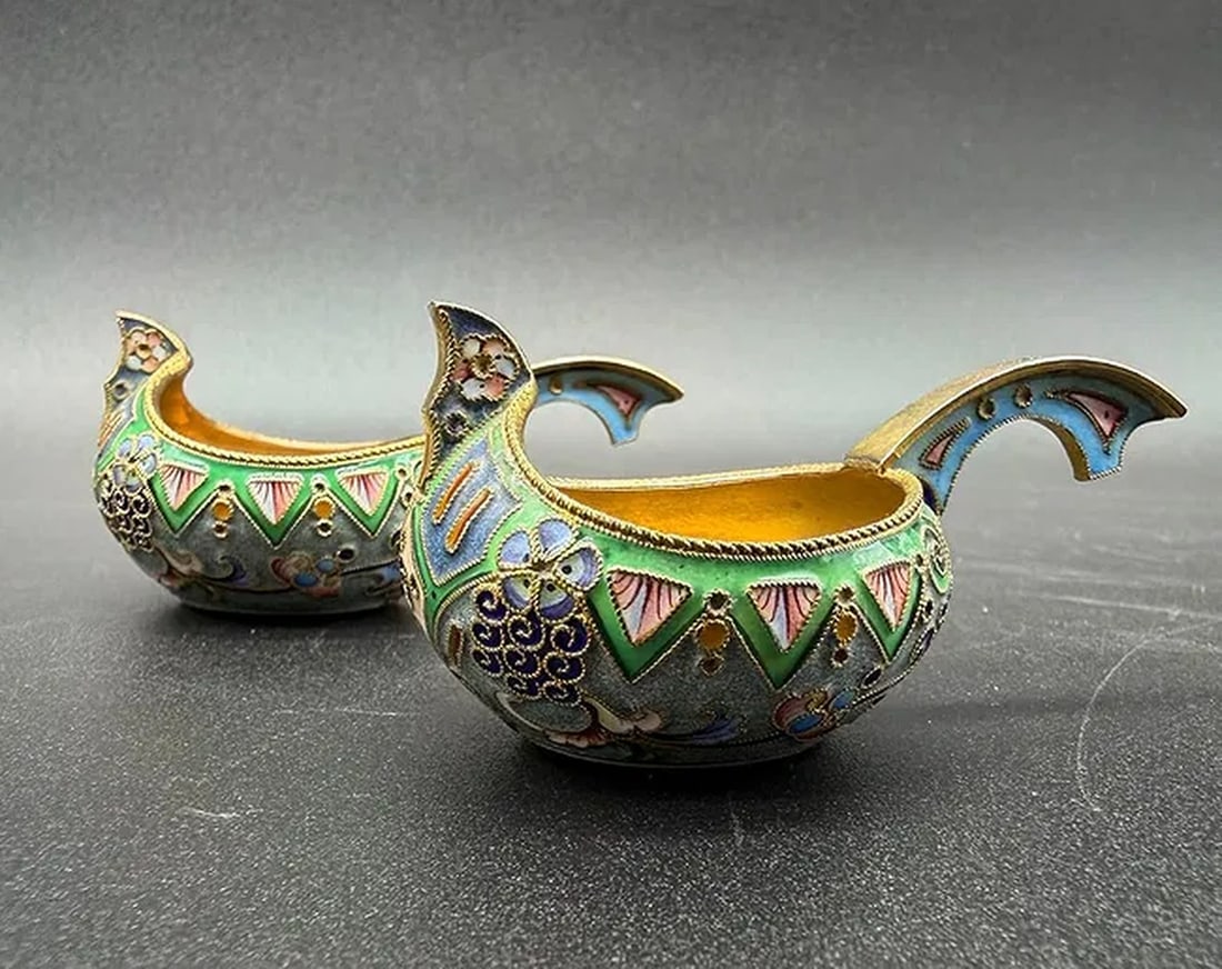 Pair Of Russian Parcel Gilt And Cloisonné Enamel Kovsh,11artel.,christie's Provenance (1 of 15)