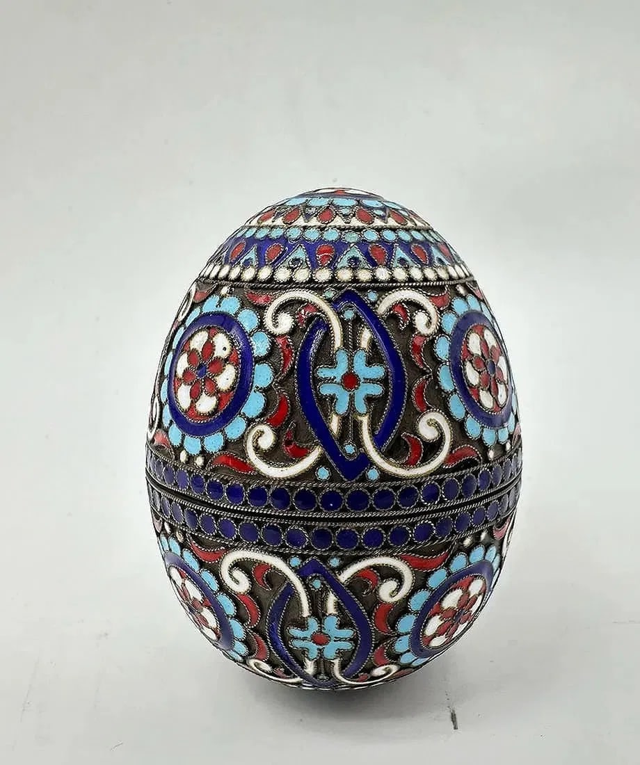 Russian Cloisonne Enameled Silver gilt Easter egg (1 of 6)