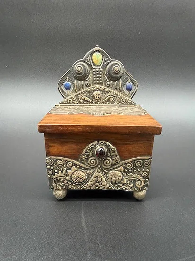 Antique Wooden and Silver enamel “Russian Modern?? chair shaped box. Marked. (1 of 20)