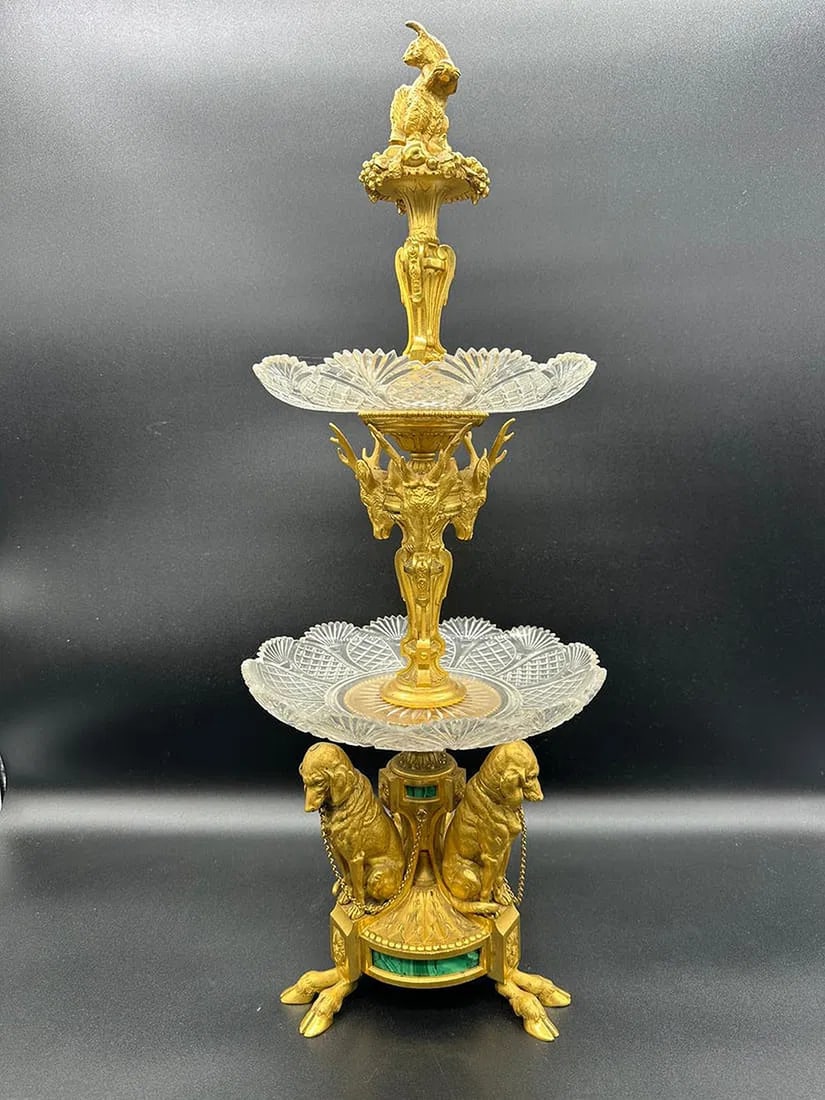 A Russian Gilt-Bronze, Malachite and Cut-Crystal Centerpiece, Late 19th Century (1 of 18)