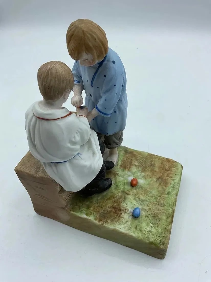 Gardner Manufactory, Verbilki | A Porcelain Group Depicting Two Boys Playing the Easter Egg Game, (1 of 9)