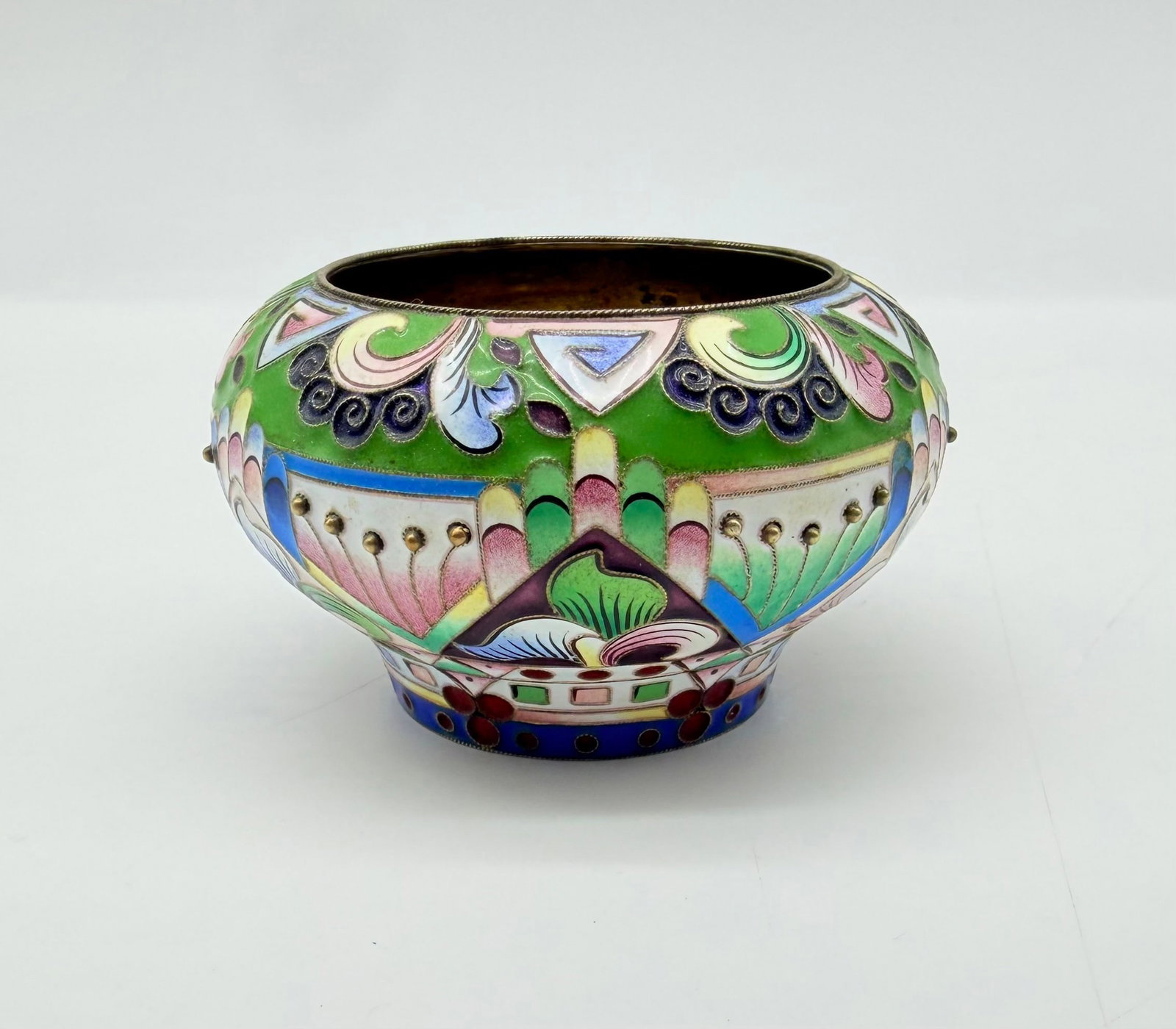 Maria Semenova Silver gild cloisonné And shaded enamel salt ,Moscow (1 of 19)