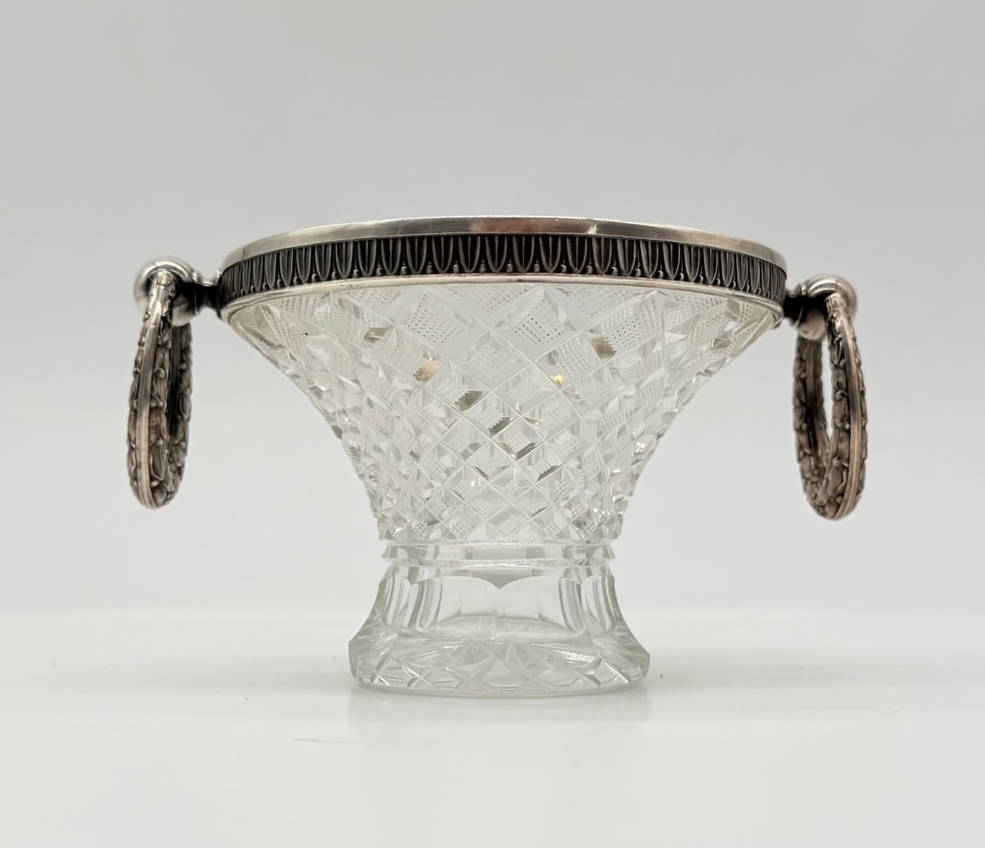 Karl Fabergé, or Maison Fabergé, Cut Crystal and Silver-Mounted Footed Salt Cellar (1 of 12)