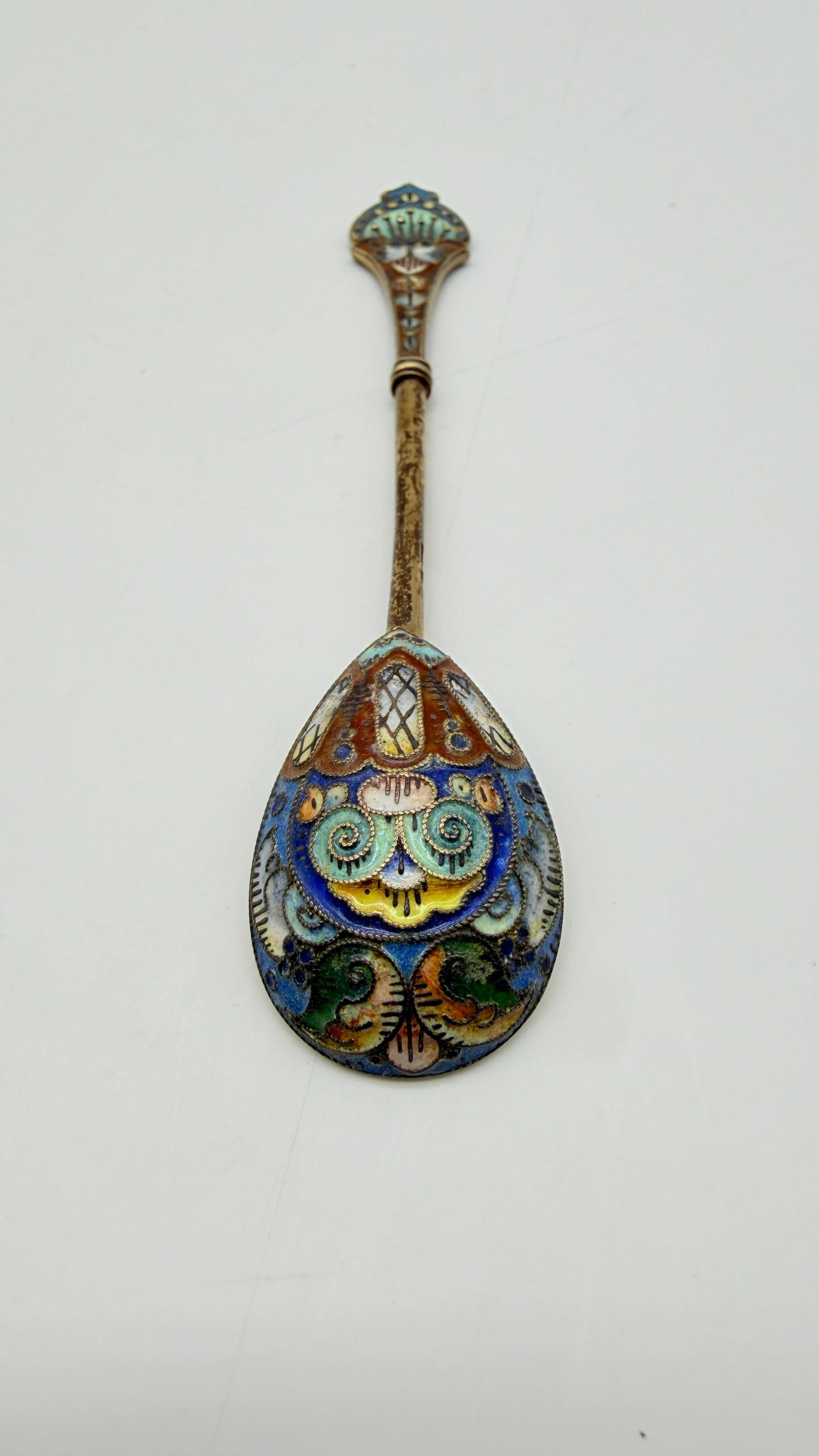 Gustav Klingert, a Gilt-Silver and Polychrome Cloisonné Enamel Teaspoon, Moscow, 1898–1908 (1 of 16)