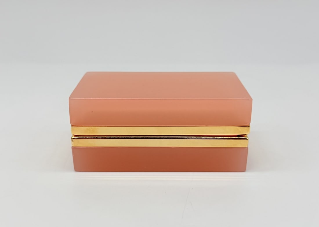 FRENCH SALMON PINK OPALINE GLASS RECTANGULAR CASKET BOX WITH GILT MOUNTS, 19TH CENTURY (1 of 16)