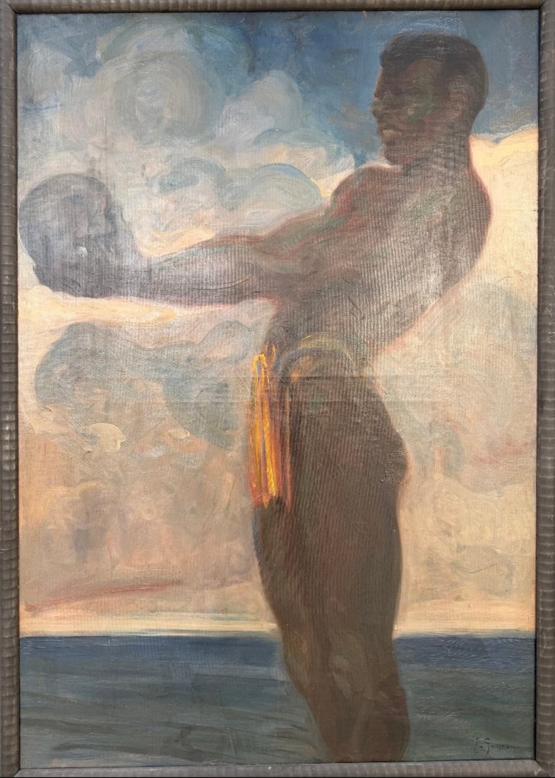 Italian School, 20th Century, Othello, The Moor Of Venice, Oil On Canvas: 20th-century Italian school.Othello, the Moor of Venice.Oil on canvas.Signature to be identified.H_128.5 cm, W_ 85 cmIn good overall condition.