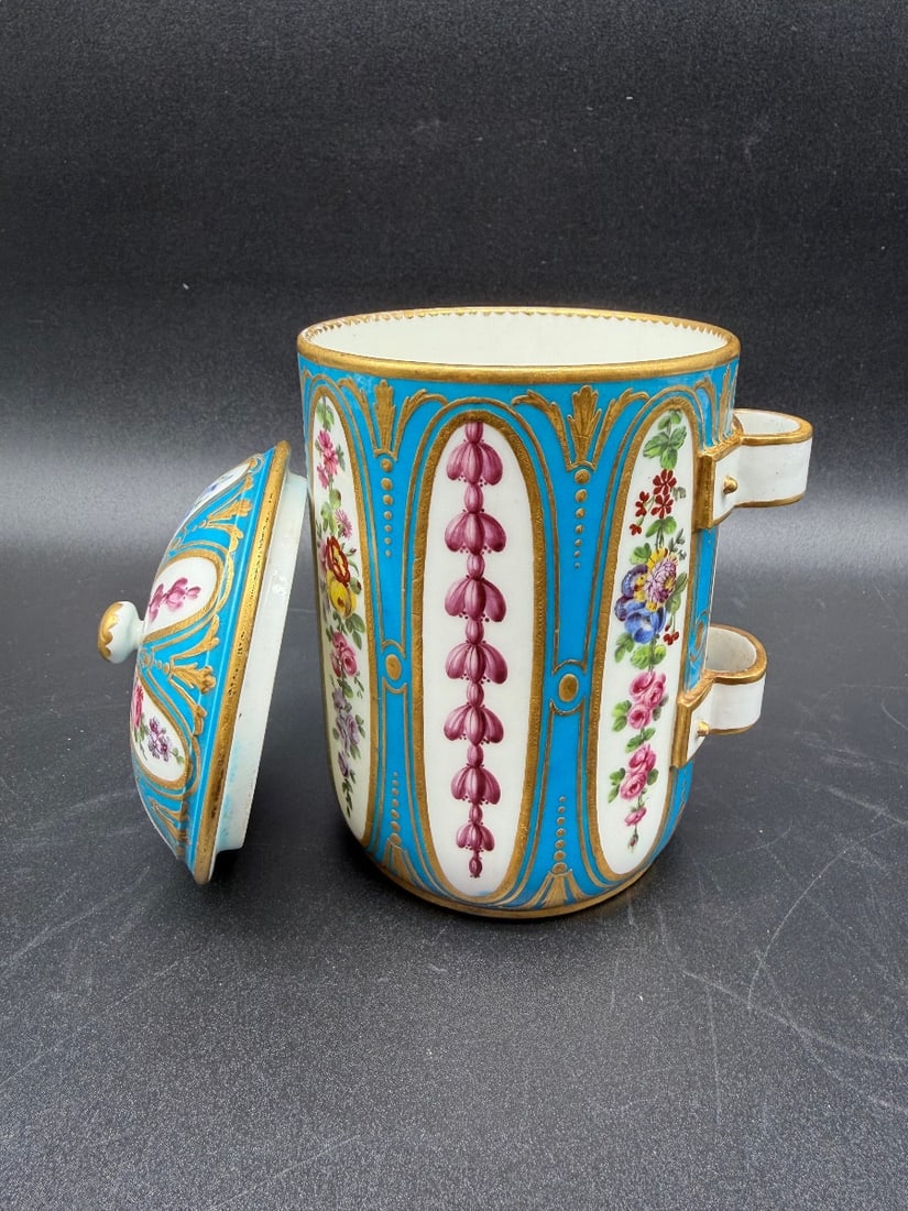 SEVRES SKY-BLUE GROUND TOBACCO JAR AND COVER, DATED 1768 (1 of 12)